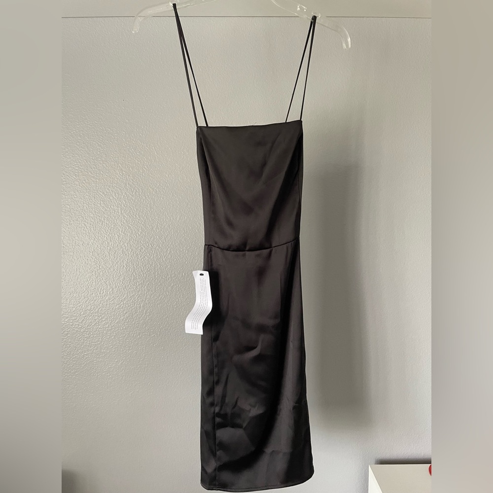 NWT Topshop mini black satin dress, size US 8